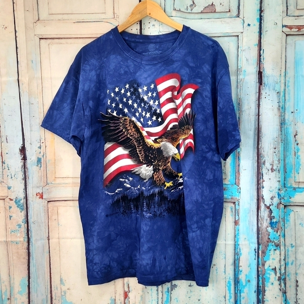 The Mountain Bald Eagle American Flag Tye Dye T Shirt